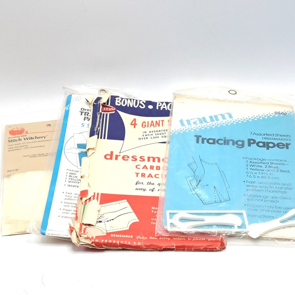 Vintage Traum Penn Dritz Sewing Notions Lot OS Multicolor Tracing Paper Bonding‎